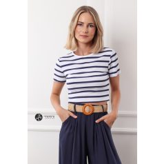 Csíkos crop top fehér/kék