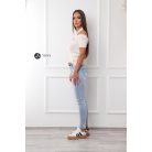 Nyakpántos rövid ujjú bordás felső bézs