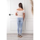 Nyakpántos rövid ujjú bordás felső bézs