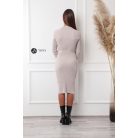 Magas nyakú öves kötött ruha bézs