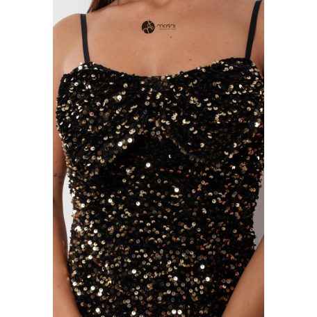 Masnis flitteres ruha arany/fekete