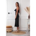 Pántos, oldalt meghúzható alakkövető ruha fekete