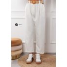 2 zsebes, bőszárú pamut nadrág övvel fehér