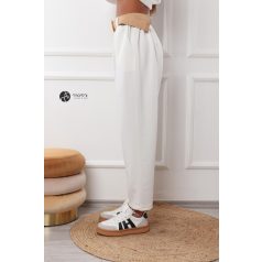 2 zsebes, bőszárú pamut nadrág övvel fehér