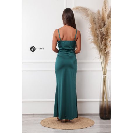 Leana ejtett nyakú elasztikus maxi ruha sötét zöld