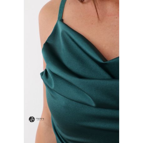 Leana ejtett nyakú elasztikus maxi ruha sötét zöld