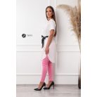 Rövid ujjú vászon ingruha fekete övvel fehér