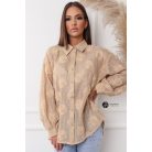 Tüll virágos ing coffee