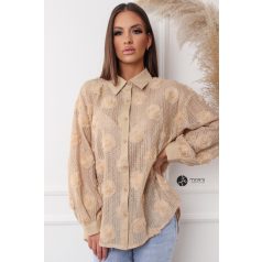 Tüll virágos ing coffee