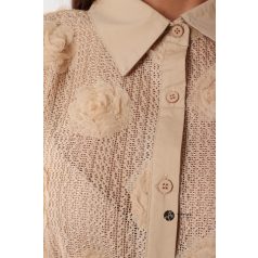 Tüll virágos ing coffee