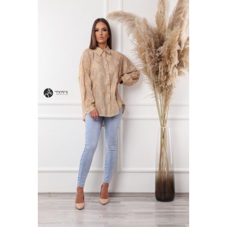 Tüll virágos ing coffee