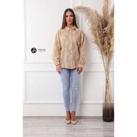 Tüll virágos ing coffee