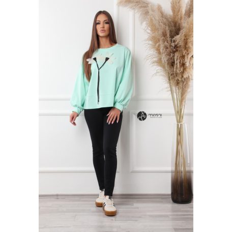 Virágos pulcsi menta