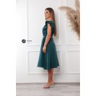 V nyakú fodros vállú ruha zöld