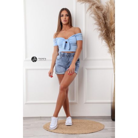 Masnis bordás crop top világoskék