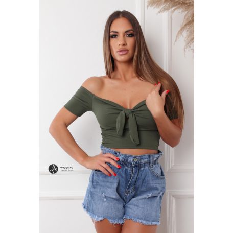 Masnis bordás crop top keki zöld