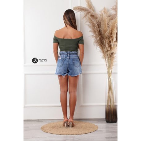 Masnis bordás crop top keki zöld