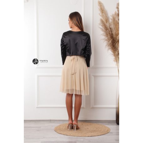 Szatén hosszú ujjú boleró fekete