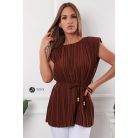 Pliszíros derékban kötős felső csoki barna