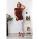 Pliszíros derékban kötős felső csoki barna