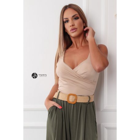 Átlapolt atléta crop top bézs