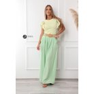 Extra bőszárú lenvászon hatású nadrág alma zöld