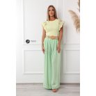 Extra bőszárú lenvászon hatású nadrág alma zöld