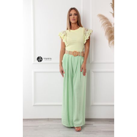 Extra bőszárú lenvászon hatású nadrág alma zöld