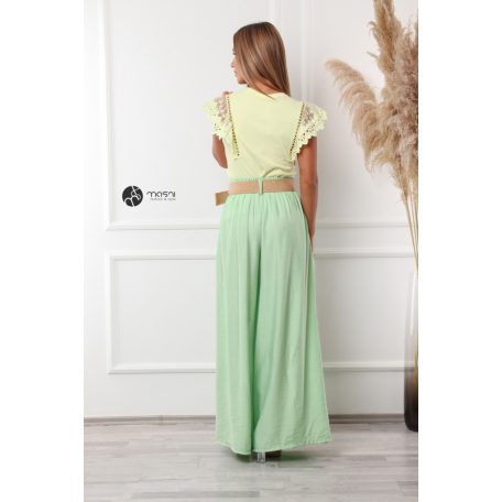 Extra bőszárú lenvászon hatású nadrág alma zöld