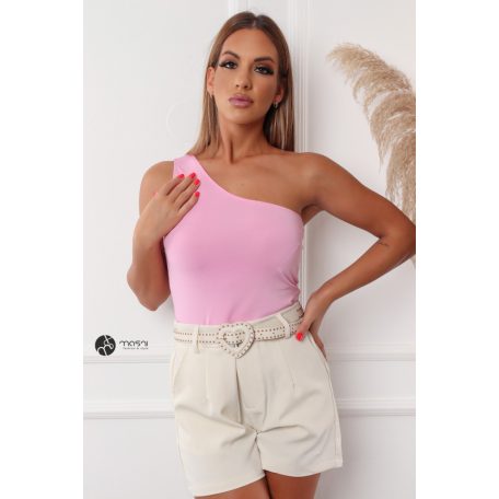 Félvállas ujjatlan felső neon pink