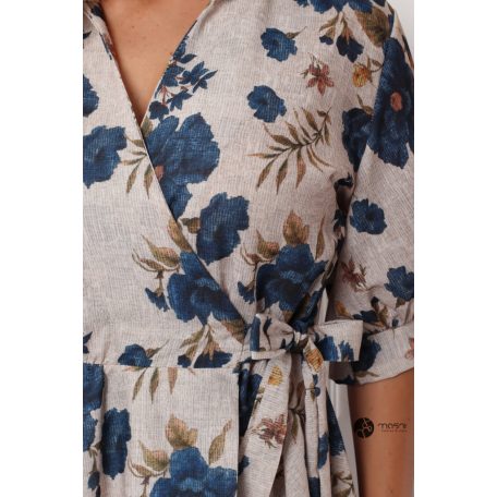 Kék virágos átlapolt ruha 