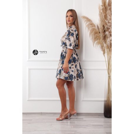 Kék virágos átlapolt ruha 