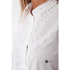 Csipke galléros rövid ujjú ing fehér
