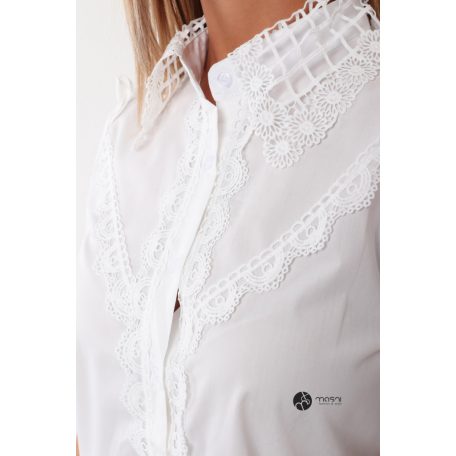 Csipke galléros rövid ujjú ing fehér