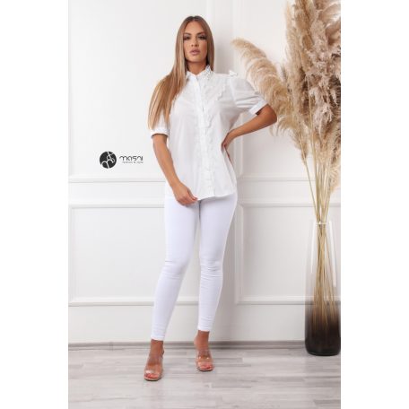 Csipke galléros rövid ujjú ing fehér