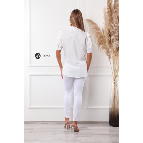 Csipke galléros rövid ujjú ing fehér