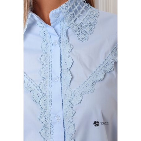 Csipke galléros rövid ujjú ing világoskék