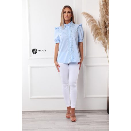 Csipke galléros rövid ujjú ing világoskék