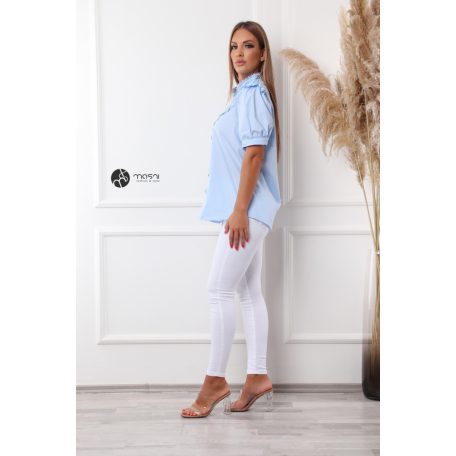 Csipke galléros rövid ujjú ing világoskék