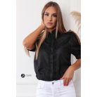 Csipke galléros rövid ujjú ing fekete