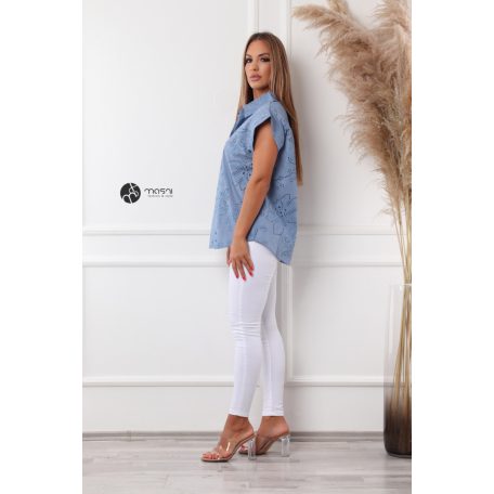 Madeira csipke ing kék