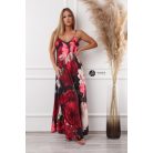 Virágos szatén maxi ruha bézs/mályva virágos