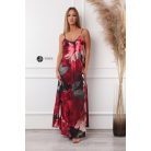 Virágos szatén maxi ruha bézs/mályva virágos