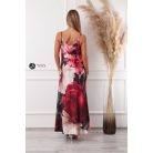 Virágos szatén maxi ruha bézs/mályva virágos