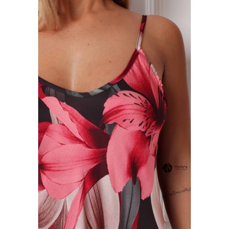 Virágos szatén maxi ruha bézs/mályva virágos