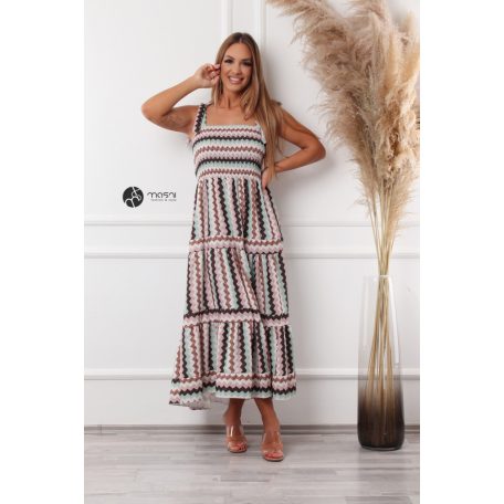 PALOMA maxi ruha cakkos zöld/bézs/barna