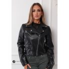 Ezüst cippes & szegecses műbőr dzseki fekete