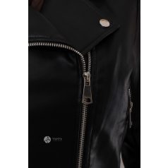 Ezüst cippes & szegecses műbőr dzseki fekete
