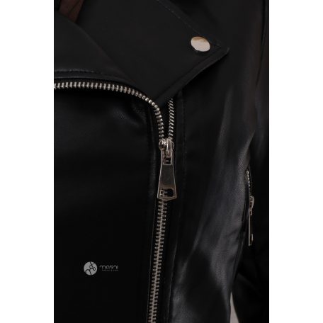 Ezüst cippes & szegecses műbőr dzseki fekete