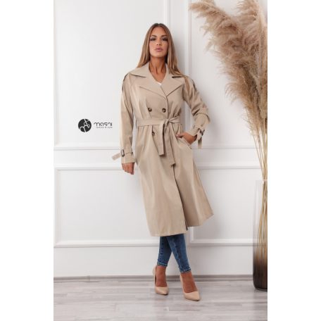 Öves hosszú ballonkabát bézs